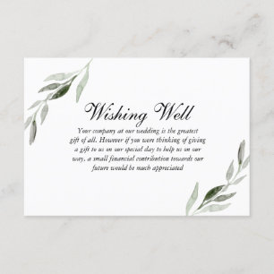 Elegant Waterverf Green Leaf Wedding Wishing Good Informatiekaartje