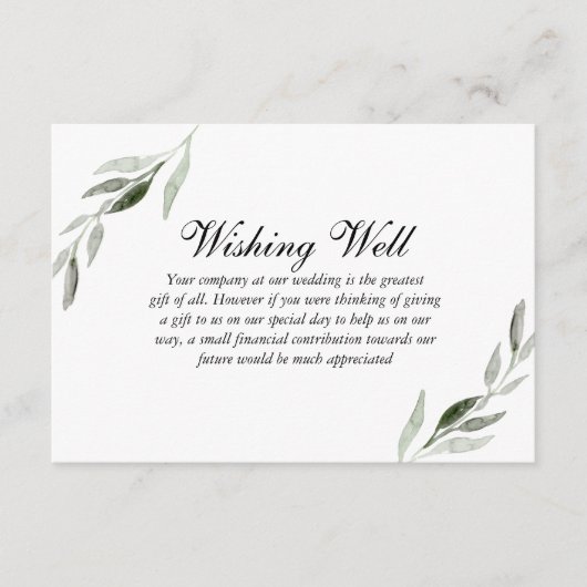 Elegant Waterverf Green Leaf Wedding Wishing Good Informatiekaartje (Voorkant)
