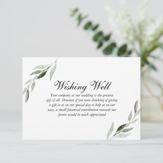 Elegant Waterverf Green Leaf Wedding Wishing Good Informatiekaartje (Staand voorkant)