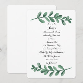 Elegant Waterverf Green Leaves Bachelorette Party Kaart