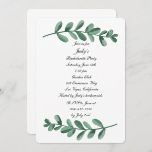 Elegant Waterverf Green Leaves Bachelorette Party Kaart