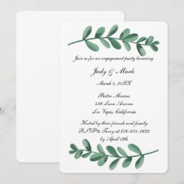 Elegant Waterverf Green Leaves Engagement Party Kaart