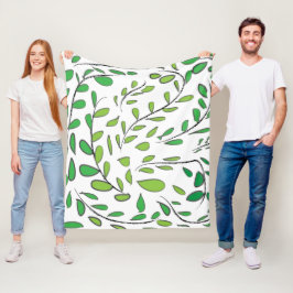 Elegant Waterverf Green Leaves Fleece Deken