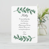 Elegant Waterverf Green Leaves Maid of Honor Kaart (Staand voorkant)