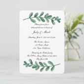 Elegant Waterverf Green Leaves Rehearsal Dinner Kaart (Staand voorkant)