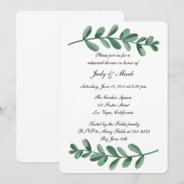 Elegant Waterverf Green Leaves Rehearsal Dinner Kaart