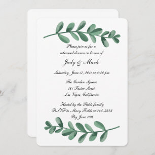 Elegant Waterverf Green Leaves Rehearsal Dinner Kaart
