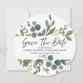 Elegant Waterverf Green Leaves Wedding Greenery Save The Date