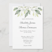 Elegant Waterverf Green Leaves Wedding Invitation Kaart (Voorkant)