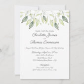 Elegant Waterverf Green Leaves Wedding Kaart (Achterkant)