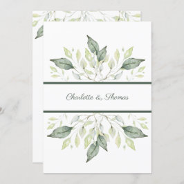 Elegant Waterverf Green Leaves Wedding Kaart