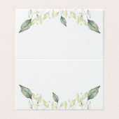 Elegant Waterverf Green Leaves Wedding Place Card Kaart (Buitenkant ongevouwen)