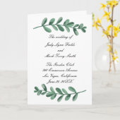 Elegant Waterverf Green Leaves Wedding Programme Kaart (Gele Bloem)