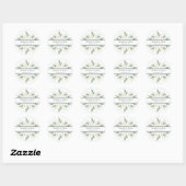 Elegant Waterverf Green Leaves Wedding Ronde Sticker (Vel)