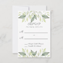 Elegant Waterverf Green Leaves Wedding RSVP Kaartje