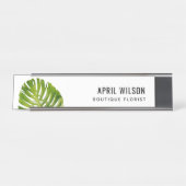 ELEGANT WATERVERF GREEN MONSTERA LEAF FOLIAGE BUREAU NAAMBORDJE (Voorkant)