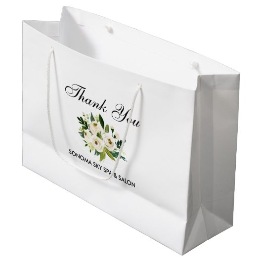 Elegant Waterverf Green White Floral Hartelijk dan Groot Cadeauzakje (Voorkant Gekanteld)