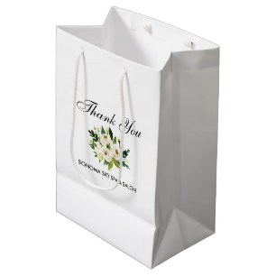 Elegant Waterverf Green White Floral Hartelijk dan Medium Cadeauzakje