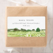 Elegant Waterverf Green Winery Vineyard Adres Etiket (Insitu)