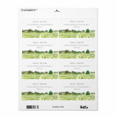 Elegant Waterverf Green Winery Vineyard Adres Etiket (Full Sheet)