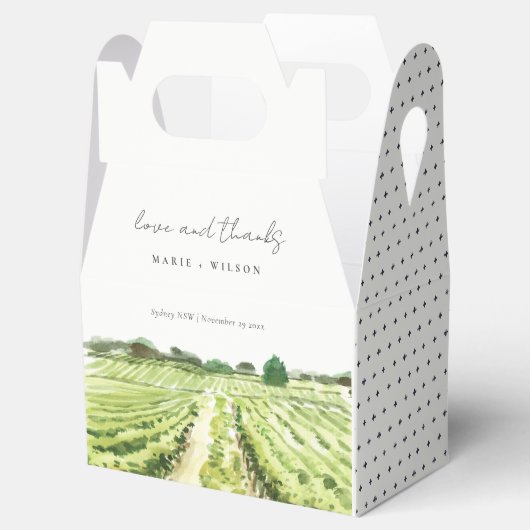 Elegant Waterverf Green Winery Vineyard Wedding Bedankdoosjes (Geopend)