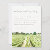 Elegant Waterverf Green Winery Vineyard Wedding Bedankkaart (Voorkant)