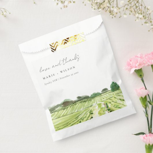 Elegant Waterverf Green Winery Vineyard Wedding Bedankzakje (Gezegeld)
