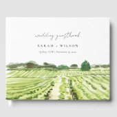 Elegant Waterverf Green Winery Vineyard Wedding Gastenboek (Voorkant)