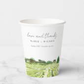 Elegant Waterverf Green Winery Vineyard Wedding Papieren Bekers (Achterkant)