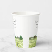 Elegant Waterverf Green Winery Vineyard Wedding Papieren Bekers (Links)