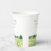 Elegant Waterverf Green Winery Vineyard Wedding Papieren Bekers (Rechts)