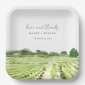 Elegant Waterverf Green Winery Vineyard Wedding Papieren Bordje (Voorkant)
