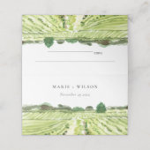 Elegant Waterverf Green Winery Vineyard Wedding Plaatskaartje (Buitenkant ongevouwen)