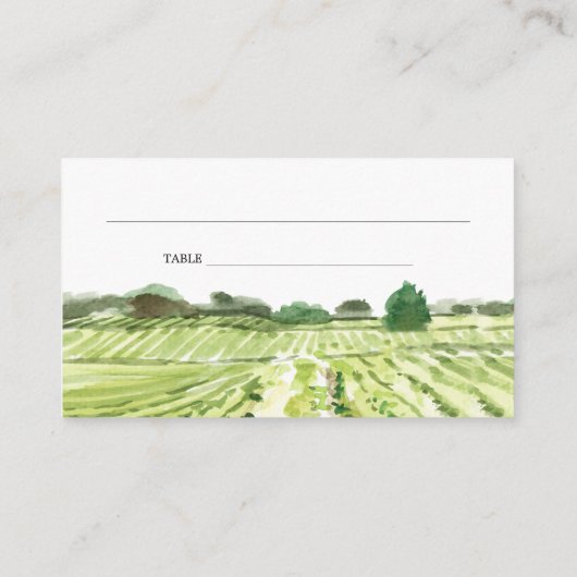Elegant Waterverf Green Winery Vineyard Wedding Plaatskaartje (Achterkant)