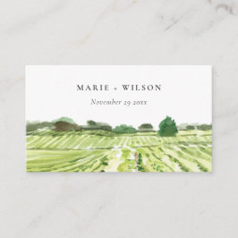 Elegant Waterverf Green Winery Vineyard Wedding Plaatskaartje