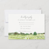 Elegant Waterverf Green Winery Vineyard Wedding RSVP Kaartje (Voorkant)
