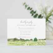Elegant Waterverf Green Winery Vineyard Wedding RSVP Kaartje (Staand voorkant)