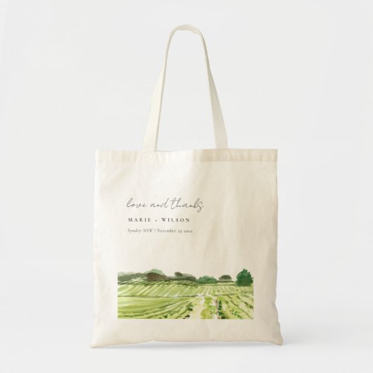 Elegant Waterverf Green Winery Vineyard Wedding Tote Bag (Voorkant)