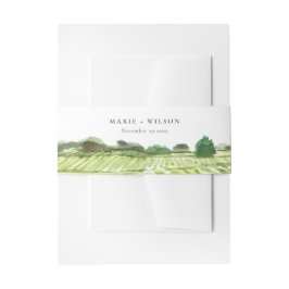 Elegant Waterverf Green Winery Vineyard Wedding Uitnodigingen Wikkel