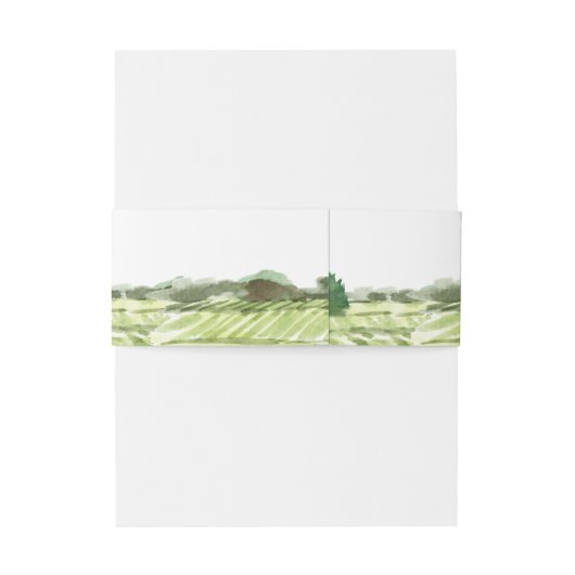 Elegant Waterverf Green Winery Vineyard Wedding Uitnodigingen Wikkel (Achterkant Voorbeeld)