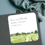 Elegant Waterverf Green Winery Vineyard Wedding Vierkante Sticker<br><div class="desc">Rustic Waterverf Winery Vineyard Theme Collectie.- Het is een elegante waterverf Illustratie van wijngaard die levendig groen van kleur is, Ideaal voor uw Vineyard bestemmingsbruiloft & feestjes. Het is zeer gemakkelijk om, met uw persoonlijke details aan te passen. Als u een ander bijpassend product of aanpassing nodig hebt, bericht dan...</div>