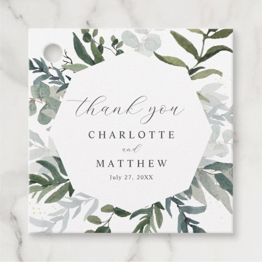 Elegant Waterverf Greenery Bedankt voor het huweli Bedankjes Labels (Voorkant)