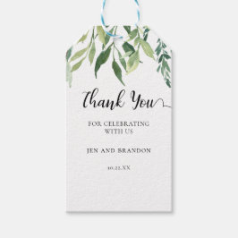 Elegant Waterverf Greenery Bedankt voor het huweli Cadeaulabel