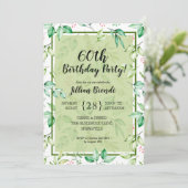 Elegant Waterverf Greenery Birthday Invitations (Staand voorkant)