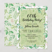 Elegant Waterverf Greenery Birthday Invitations (Voorkant / Achterkant)