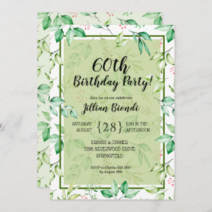Elegant Waterverf Greenery Birthday Invitations