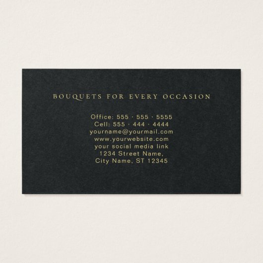 Elegant Waterverf Greenery Botanical Luxury Black Visitekaartje (Achterkant)