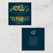 Elegant Waterverf Greenery Botanical Luxury Blue Vierkante Visitekaartje (Voorkant / Achterkant)