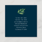 Elegant Waterverf Greenery Botanical Luxury Blue Vierkante Visitekaartje (Achterkant)