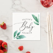 Elegant waterverf greenery botanisch baby shower servet (Insitu)